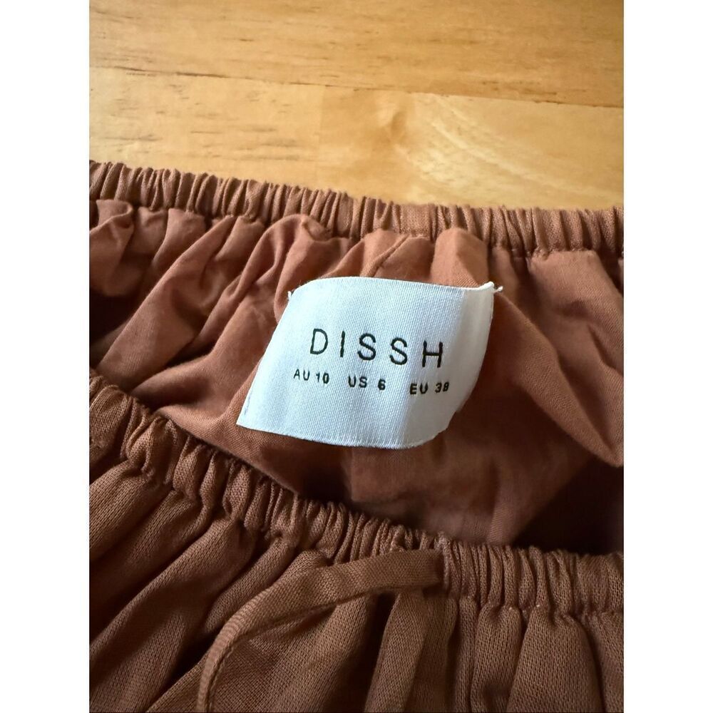 DISSH Brown Linen Cotton Maxi Skirt | Elastic Waist Drawstring | Size 6 - Picture 12 of 13